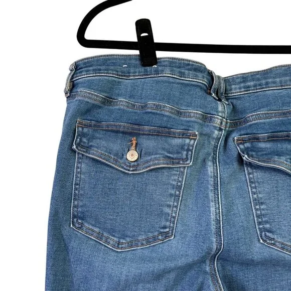 American Eagle Low-Rise Flare Women's Medium Wash Envelope Pocket Jeans Size 16 - Picture 7 of 13